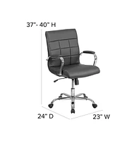 Emma+Oliver Mid-Back Vinyl Executive Swivel Office Chair With Chrome Base And Arms