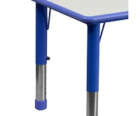 23.625"W X 47.25"L Rectangular Plastic Height Adjustable Activity Table Set With 6 Chairs