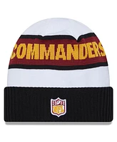 New Era Men's White/Black Washington Commanders 2023 Sideline Tech Cuffed Knit Hat