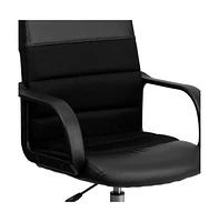 Emma+Oliver Mid-Back Leather And Mesh Swivel Task Office Chair With Arms