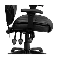 Emma+Oliver High Back Leather Multifunction Executive Swivel Ergonomic Office Chair With Lumbar Support Knob With Arms