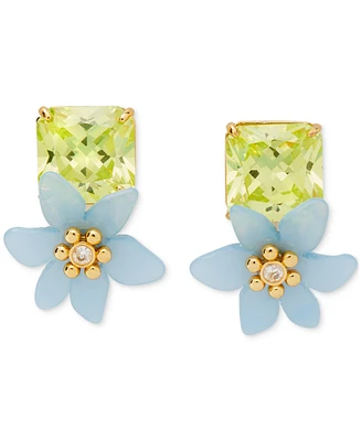 Kate Spade New York Gold-Tone Square Cubic Zirconia & Color Flower Statement Stud Earrings