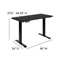 Emma+Oliver 48" Wide Electric Adjustable Standing Desk & Ribbed Office Chair