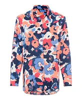 Olsen Women's Cotton Viscose Long Sleeve Floral Print Shirt