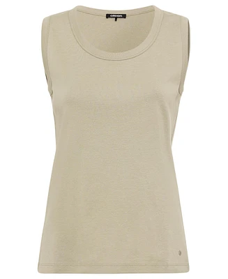 Olsen Women's 100% Cotton Round Neck Sleeveless Shell