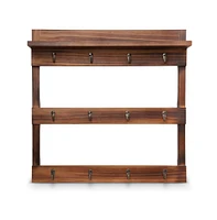 Rustic Mug Rack Wall Mounted With Shelf - Coffee Cup Hangers Built For Or Sugar, Wooden Organizer