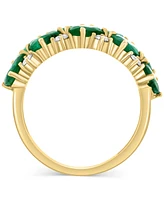 Effy Emerald (3-7/8 ct. t.w.) & Diamond (1/3 ct. t.w.) Cluster Statement Ring in 14k Gold