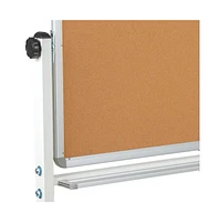 Reversible Mobile Cork Bulletin Board And White Board Stand With Pen Tray