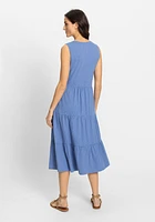 Olsen Women's 100% Cotton Sleeveless Tiered Midi Dress