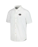 Tommy Bahama Men's White Georgia Bulldogs Coconut Point Palm Vista IslandZone Camp Button-Up Shirt