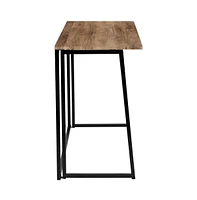 Merrick Lane Oakdale Folding Computer Desk With Wood Grain Finish Top And Folding Metal Legs