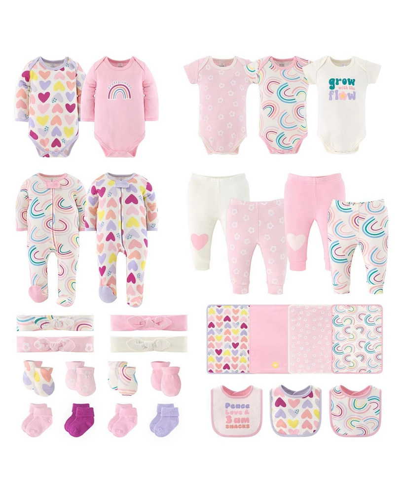 The Peanutshell Baby Girls Baby Layette Gift Set for Baby Pretty Sweet, 30 Essential Pieces, 0-3 Months