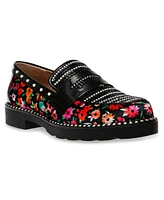 Betsey Johnson Women's Darian Pearl-Embellished Tailored Lug-Sole Loafers