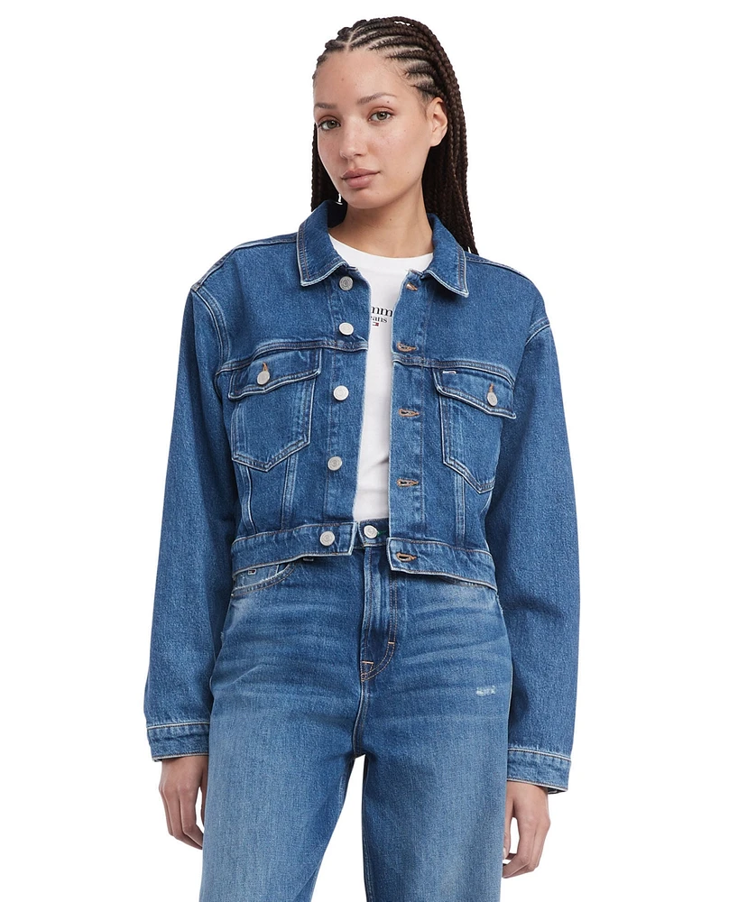 Tommy Jeans Women's Claire Cropped Denim Flag Jacket