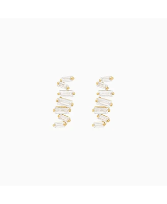 Bearfruit Jewelry Sterling Silver 18k Gold Plated Zig Zag Shape Stud Earrings