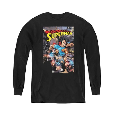 Superman Boys Youth Action One Long Sleeve Sweatshirts