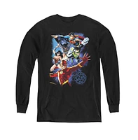 Justice League Boys of America Youth Galactic Attack Color Long Sleeve Sweatshirts