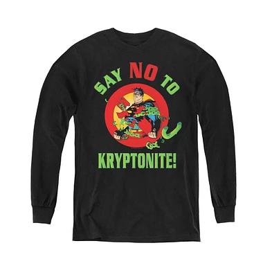 Superman Boys Youth Say No To Kryptonite Long Sleeve Sweatshirts
