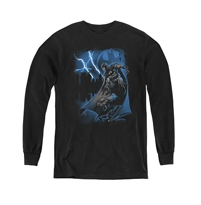 Batman Boys Youth Lightning Strikes Long Sleeve Sweatshirts