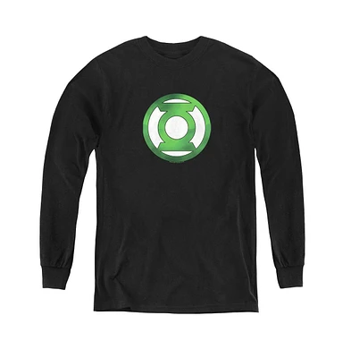 Green Lantern Boys Youth Chrome Logo Long Sleeve Sweatshirts