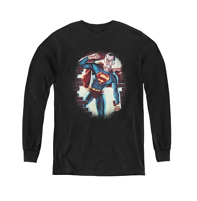 Superman Boys Youth Vintage Steel Long Sleeve Sweatshirts