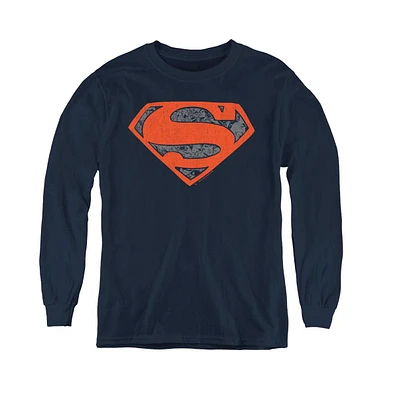 Superman Boys Youth Vintage Shield Collage Long Sleeve Sweatshirts
