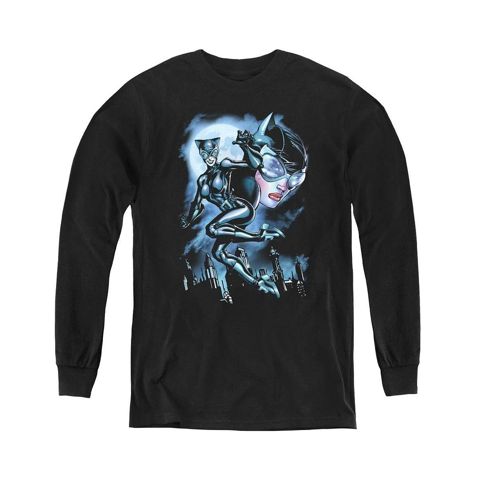 Batman Boys Youth Moonlight Cat Long Sleeve Sweatshirts