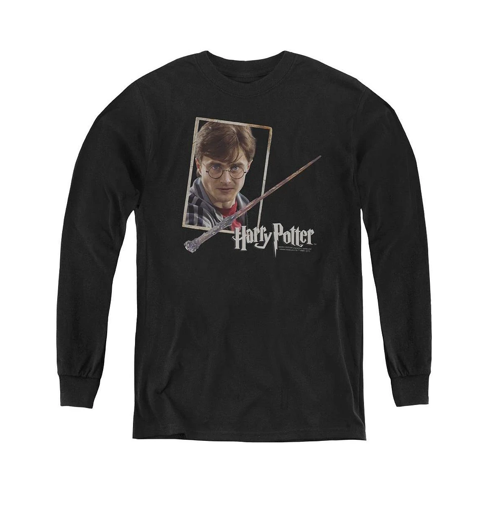 Harry Potter Boys Youth Harrys Wand Portrait Long Sleeve Sweatshirts