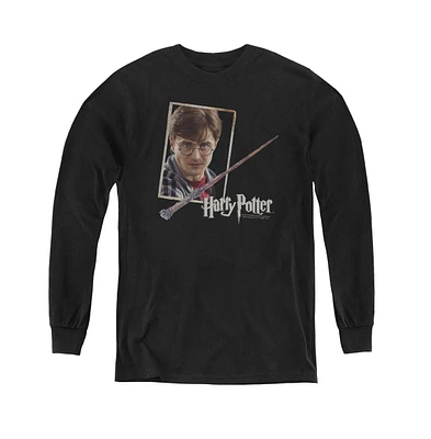 Harry Potter Boys Youth Harrys Wand Portrait Long Sleeve Sweatshirts