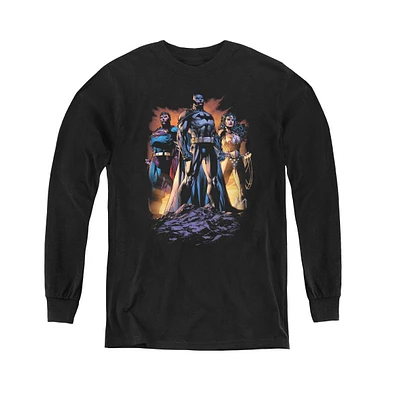 Justice League Boys of America Youth Take A Stand Long Sleeve Sweatshirts