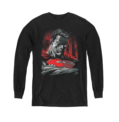 Superman Boys Youth Man Of Steel Long Sleeve Sweatshirts
