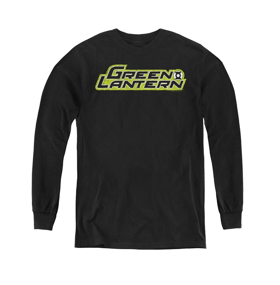 Green Lantern Boys Youth Scribble Title Long Sleeve Sweatshirts