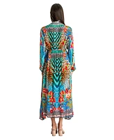 La Moda Clothing Women's Maxi Belted Cape Dress