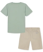 Calvin Klein Little Boys Cotton Short-Sleeve Solid Logo T-Shirt & Twill Shorts, 2 Piece Set