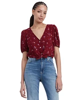 Tommy Jeans Women's Floral Balloon-Sleeve Tie-Front Blouse