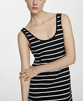 Mango Women's Cut-Out Striped Dress