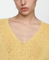Mango Women's Fine-Knit V-Neck Sweater