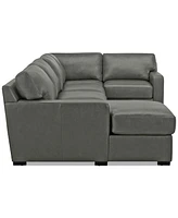 Radley 136" 4-Pc. Leather Square Corner Modular Chaise Sectional, Created for Macy's
