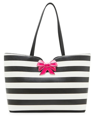 Betsey Johnson Striped Bow Tote