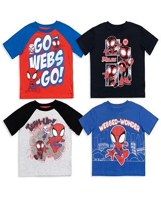 Marvel Boys Spidey and His Amazing Friends Spider-Man Miles Morales Ghost-Spider 4 Pack T-Shirts