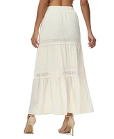 Frye Women's Jules Cotton Lace-Trim Tiered Maxi Skirt