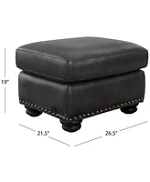 Abbyson Living Arther 26" Leather Traditional Ottoman