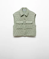 Mango Women's Buttons Detail Quilted Vest