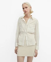 Mango Women's Pocket Striped Shirt