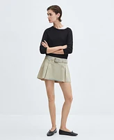 Mango Women's Belted Denim Mini-Skirt
