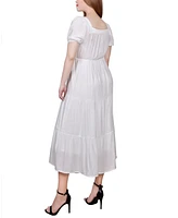 Ny Collection Missy Short Sleeve Tiered Midi Dress