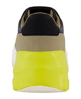 Dkny Men's Mixed Media Runner with Front Logo Strap Sneakers