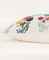 Rizzy Home Floral Polyester Filled Decorative Pillow, 14" x 26"