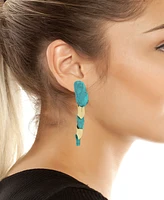 Robert Lee Morris Soho Turquoise Patina Petal Layered Linear Earrings