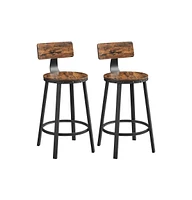 Slickblue Tall Bar Stools, Set Of 2 Bar Chairs, Kitchen Stools With Backrest, 24.6-inch High Seat